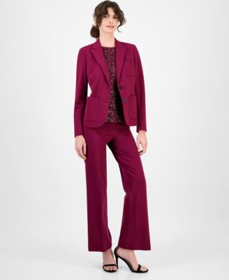 Womens Double Button Triple Pocket Peak Lapel Jacket Sequined Short Sleeve Triple Mesh Top Solid Wide Leg Pull On Compression Pants