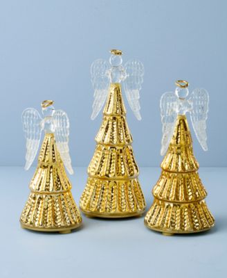 Radiant Light Lit Glass Angel Figurines, Set of 3