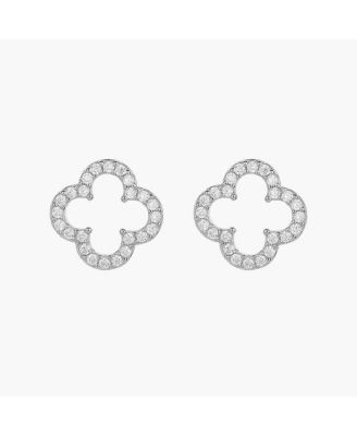 Sterling Silver 18k Gold Plated Aria Clover Stud Earrings, Summer - Silver