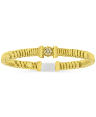 Cubic Zirconia Cluster Tubogas Cuff Bracelet