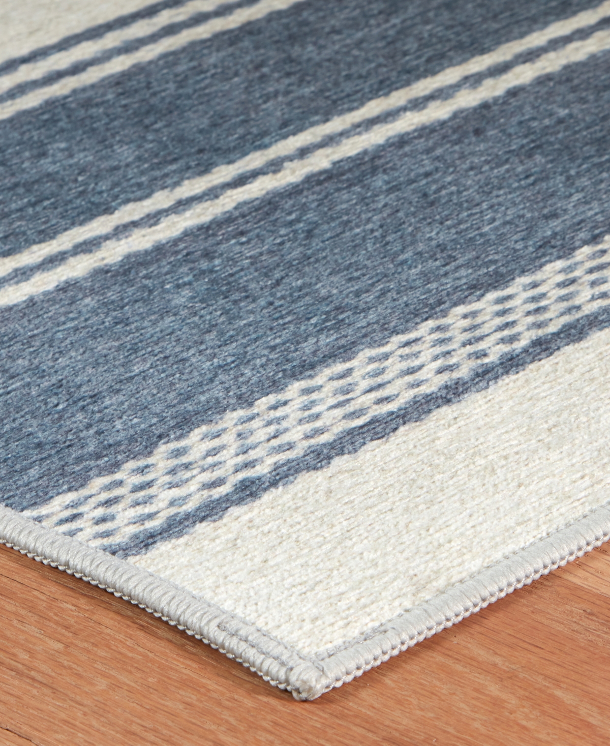 Dash And Albert Rugs By Annie Selke Bowman Stripe Machine Washable Da2337 8'x10' Area Rug In Blue