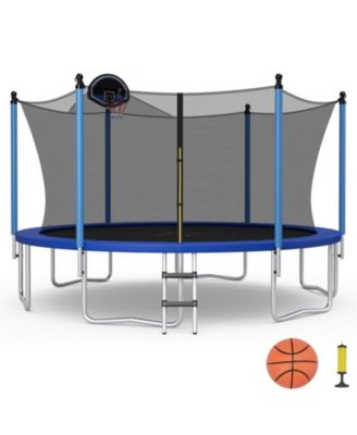 14 Feet Outdoor Recreational Trampoline with Ladder and Enclosure Net
