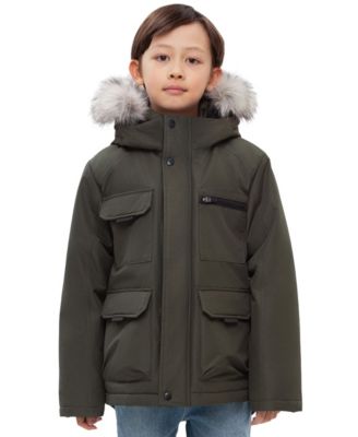 Little and Big Boys' Parka Jacket with Removable Trim