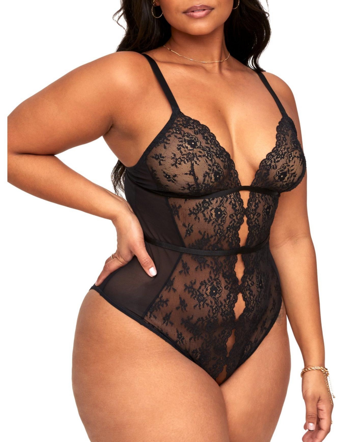 Women's Rosie Crotchless Bodysuit Lingerie - Black