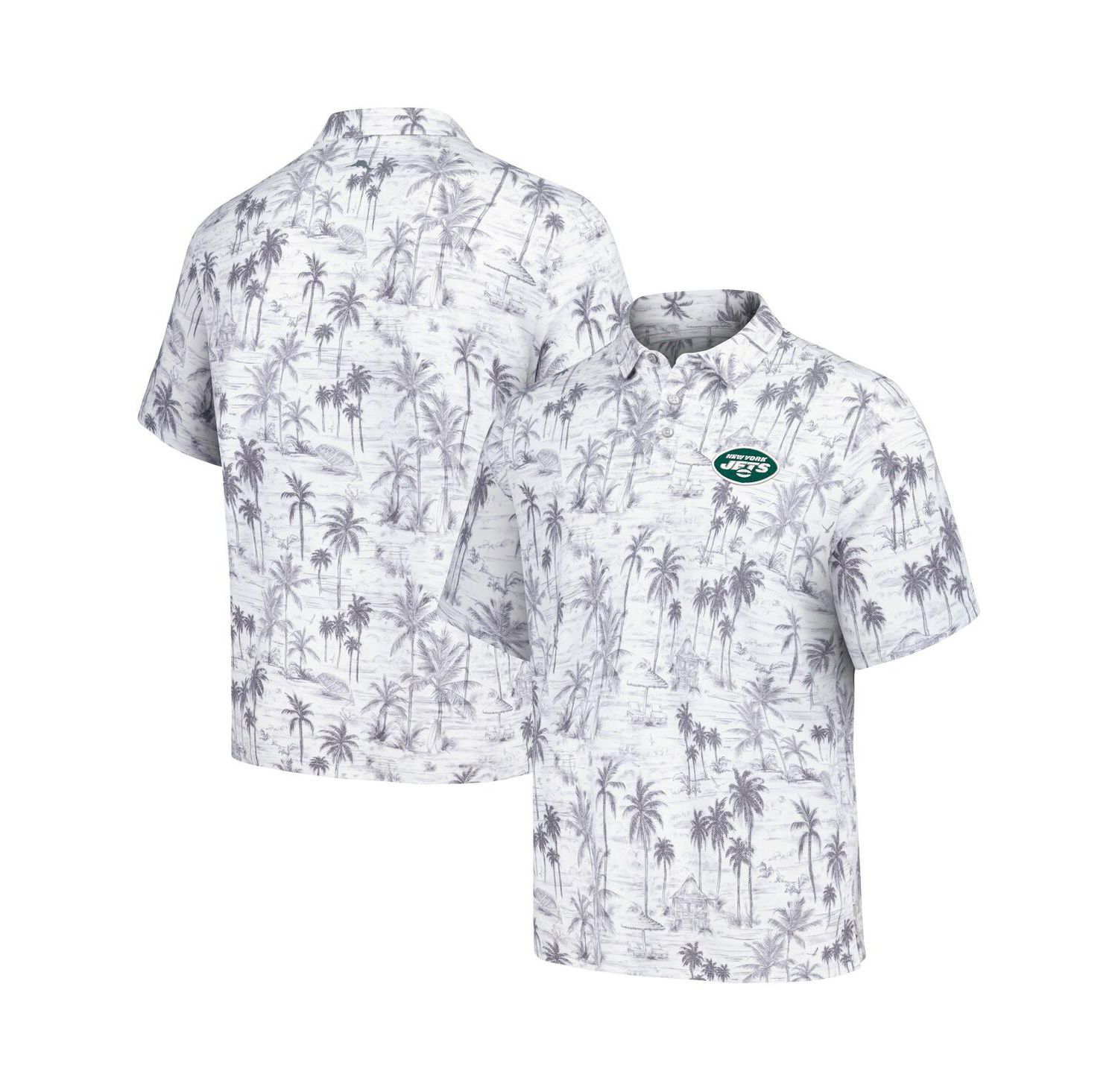 Men's Gray New York Jets Cabana Shores IslandZone Tri-Blend Polo Shirt