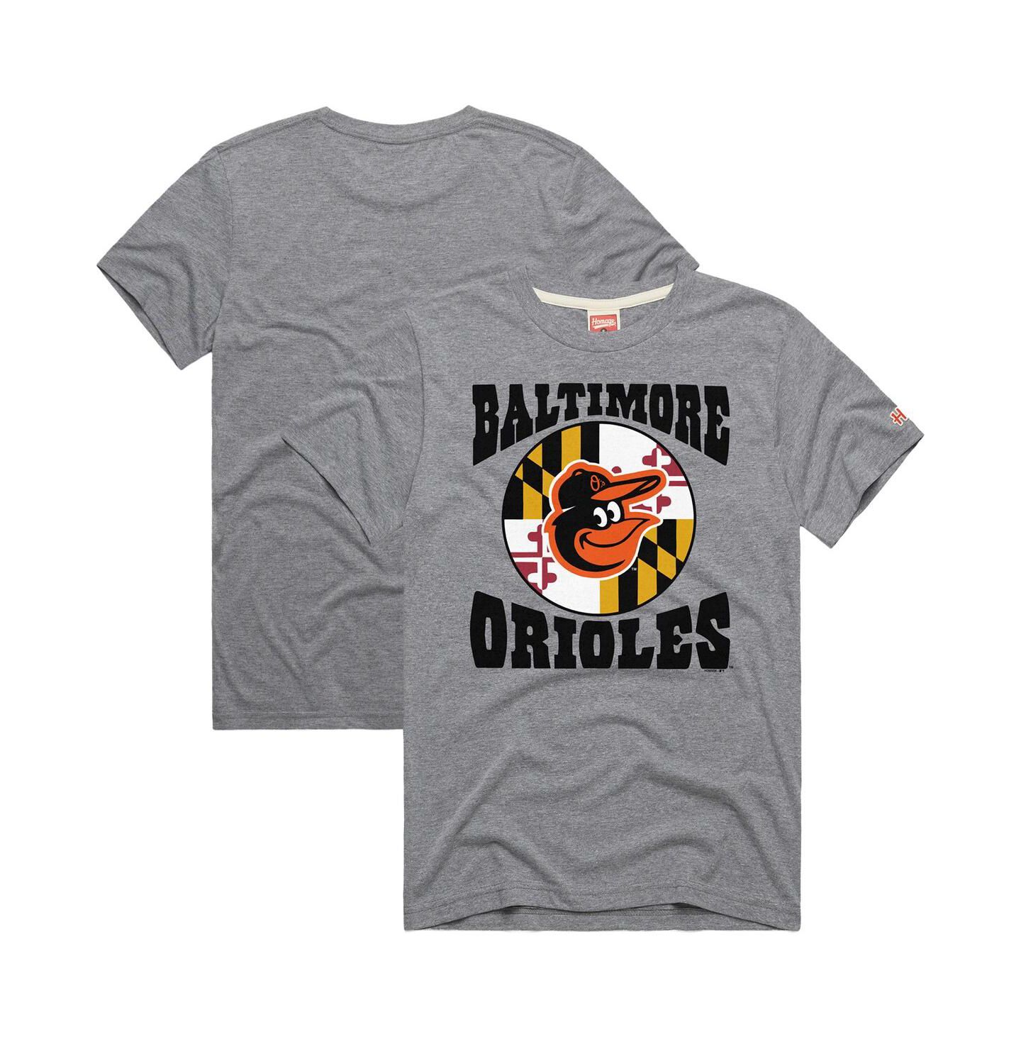 Мужская футболка Homage Gray Baltimore Orioles Hyper Local Tri-Blend — фото 1