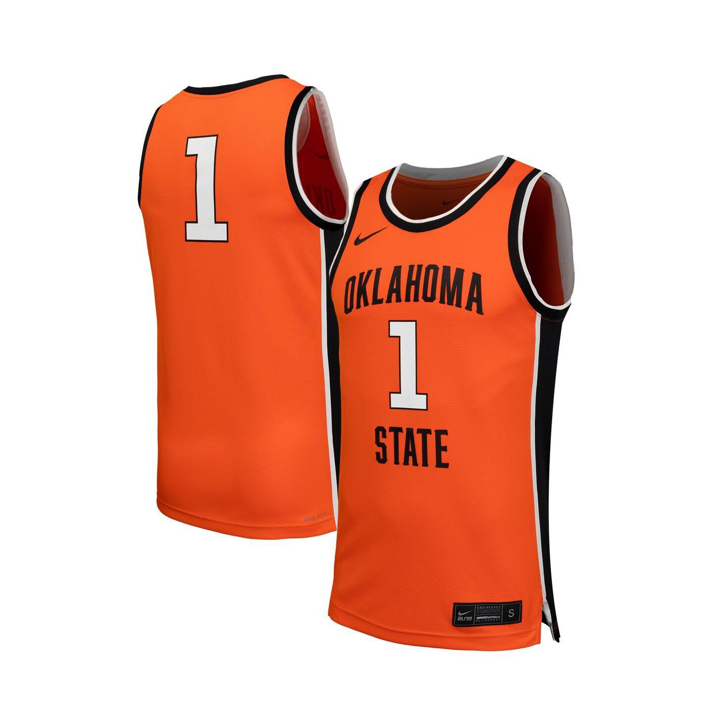 Мужской топ Nike 1 Orange Oklahoma State Cowboys Replica Basketball Jersey — фото 1