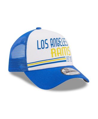 Men's White/Royal Los Angeles Rams Stacked A-Frame Trucker 9FORTY Adjustable Hat
