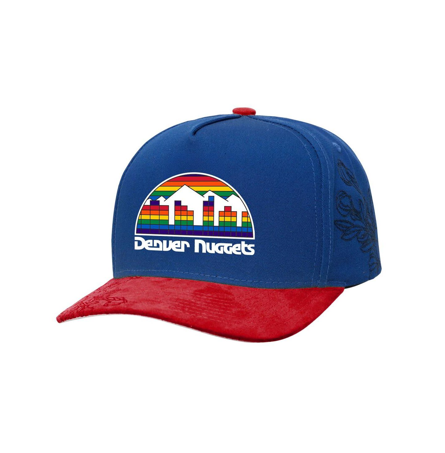Мужская кепка Mitchell & Ness Blue/Red Denver Nuggets May Flowers Adjustable Hat — фото 1