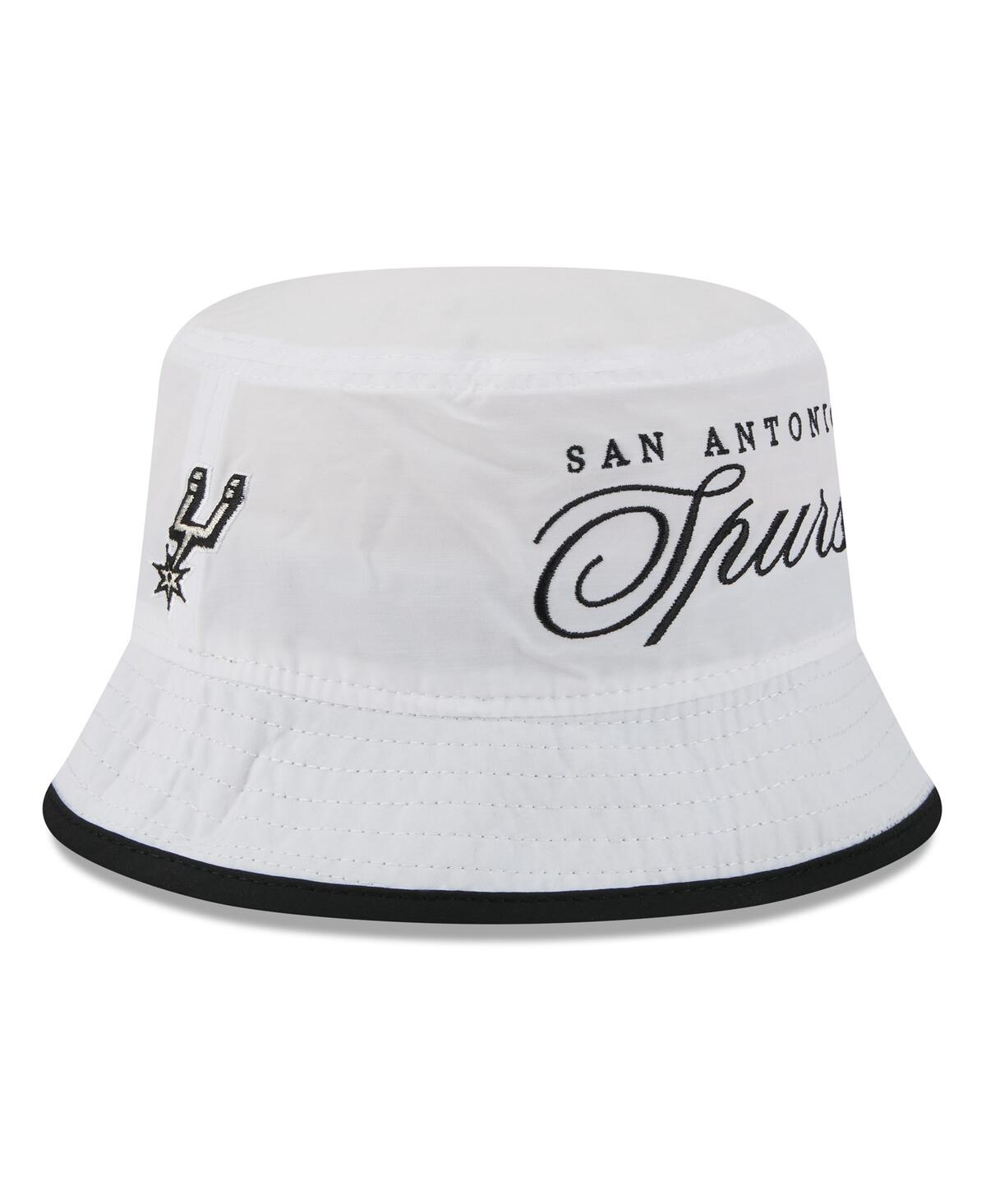 New Era Men's White/black San Antonio Spurs 2025 Nba Draft Nylon Bucket Hat