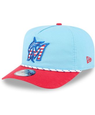 New Era - Men's Light Blue/Red Miami Marlins 2025 Fourth of July Golfer Snapback Hat