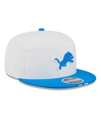 Men's White/Blue Detroit Lions 2025 NFL Training Camp Split Panel 9FIFTY Snapback Hat