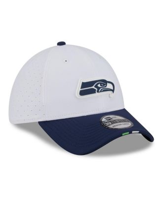 Men's White/College Navy Seattle Seahawks 2025 NFL Training Camp 39THIRTY Flex Hat