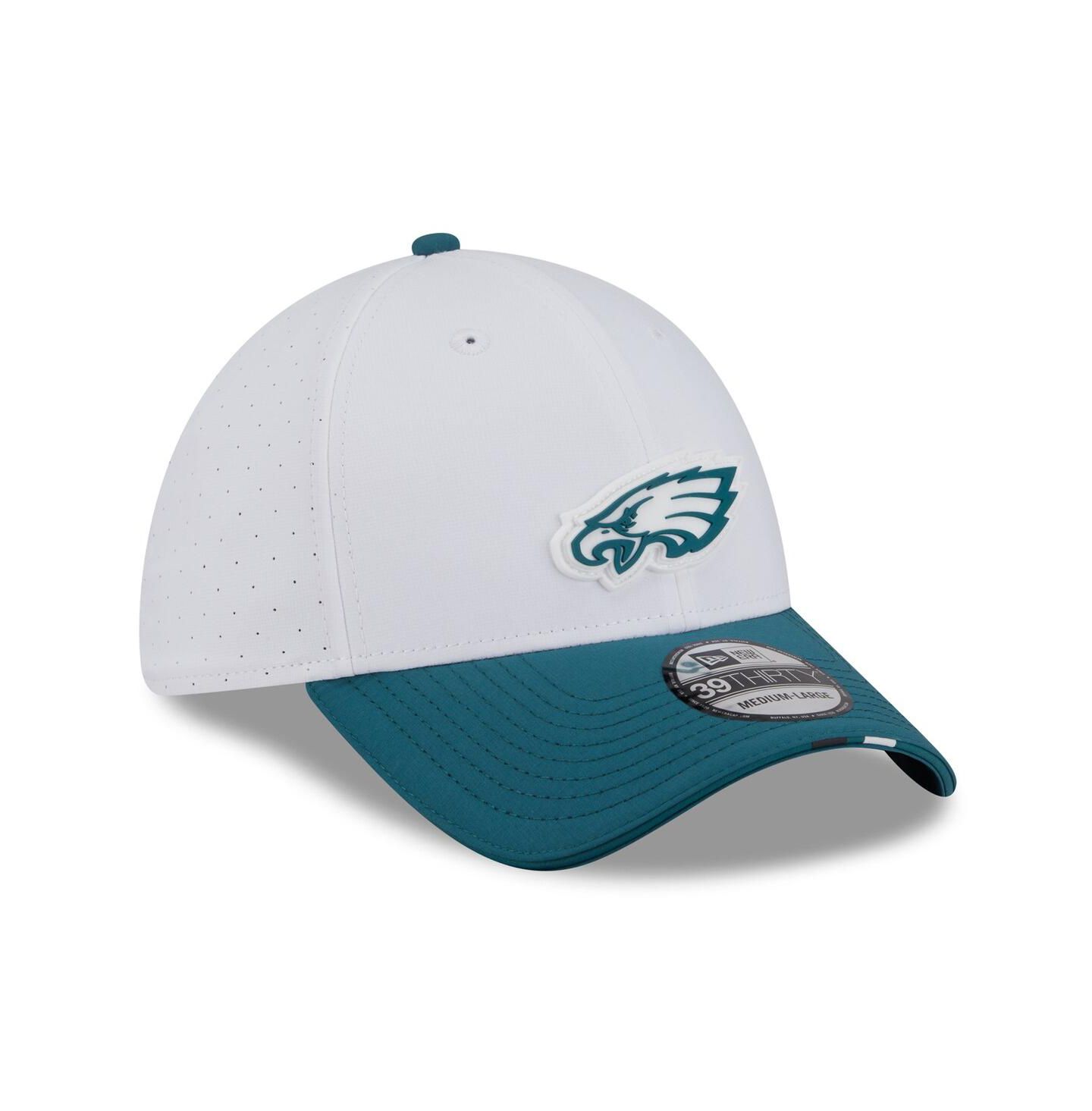 Мужская кепка New Era White/Midnight Green Philadelphia Eagles 2025 NFL Training Camp 39THIRTY Flex Hat — фото 3