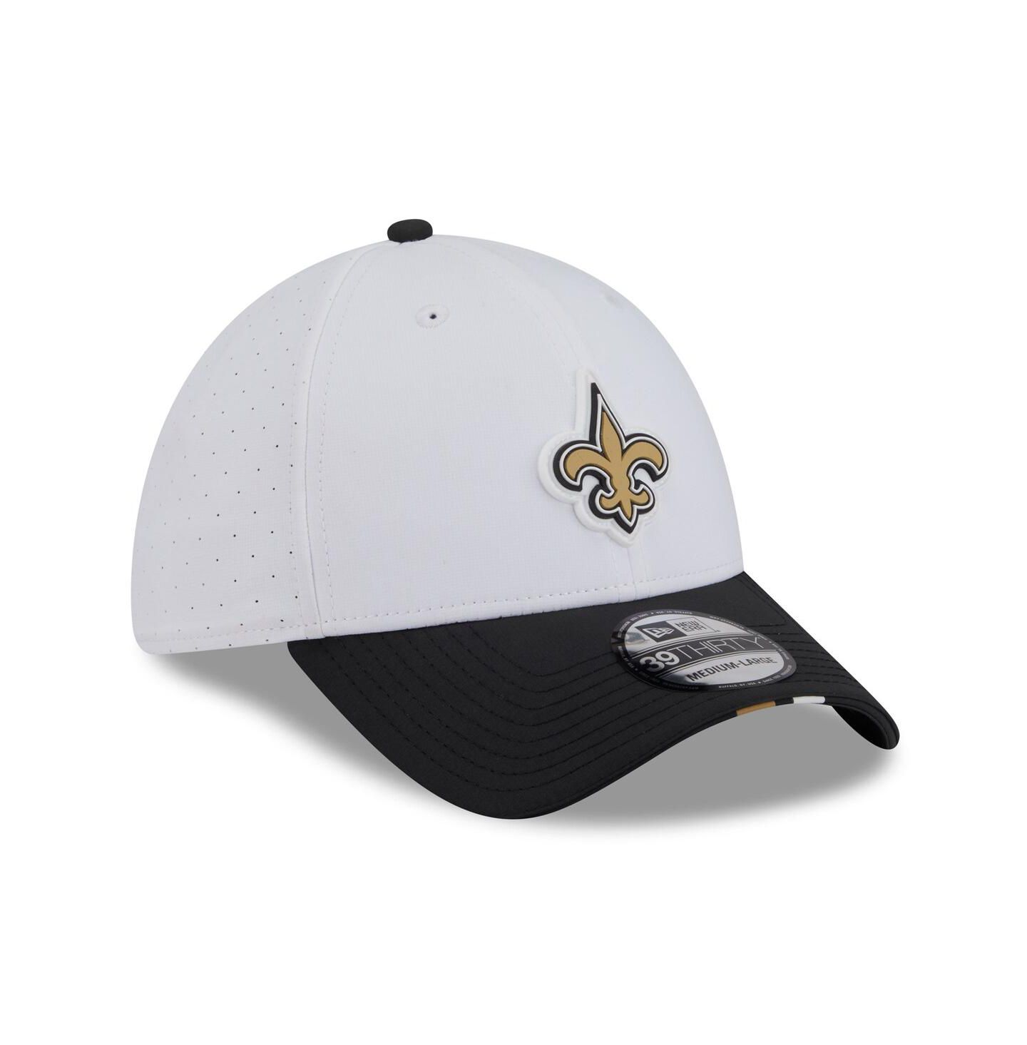 Мужская кепка New Era White/Black New Orleans Saints 2025 NFL Training Camp 39THIRTY Flex Hat — фото 3