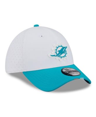 Men's White/Aqua Miami Dolphins 2025 NFL Training Camp 39THIRTY Flex Hat