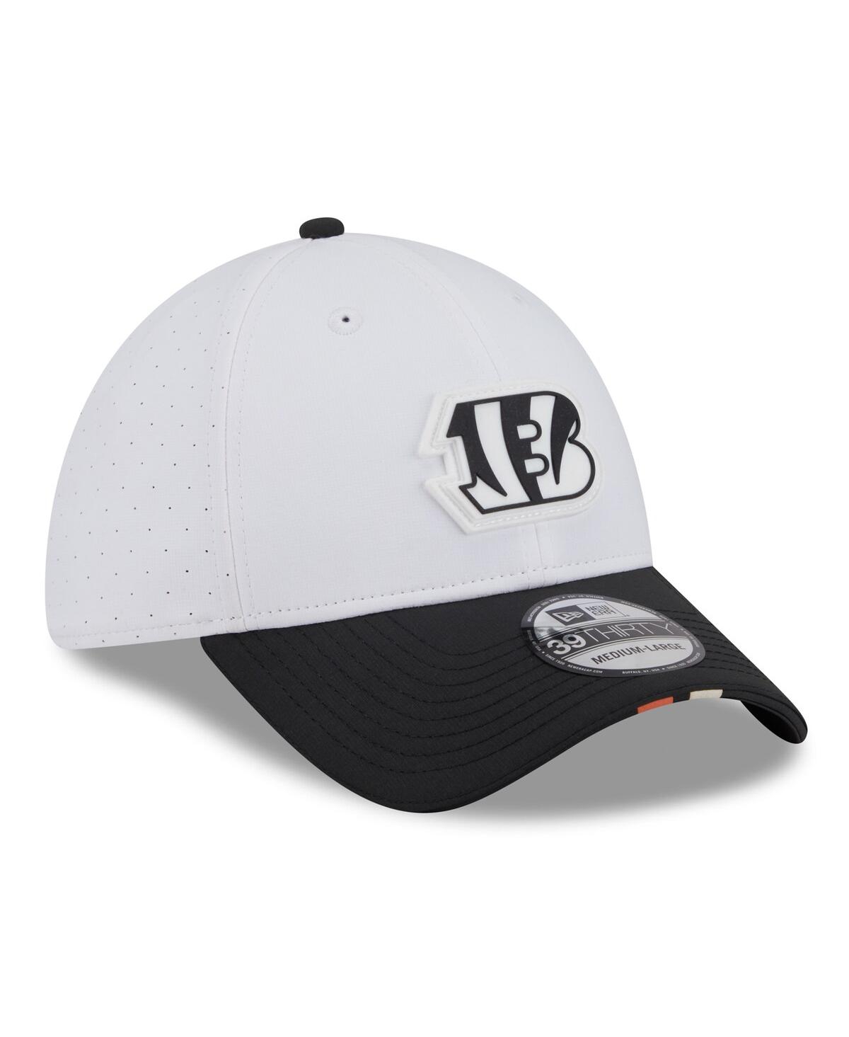 New Era Men's White/Black Cincinnati Bengals 2025 Nfl Training Camp 39THIRTY Flex Hat