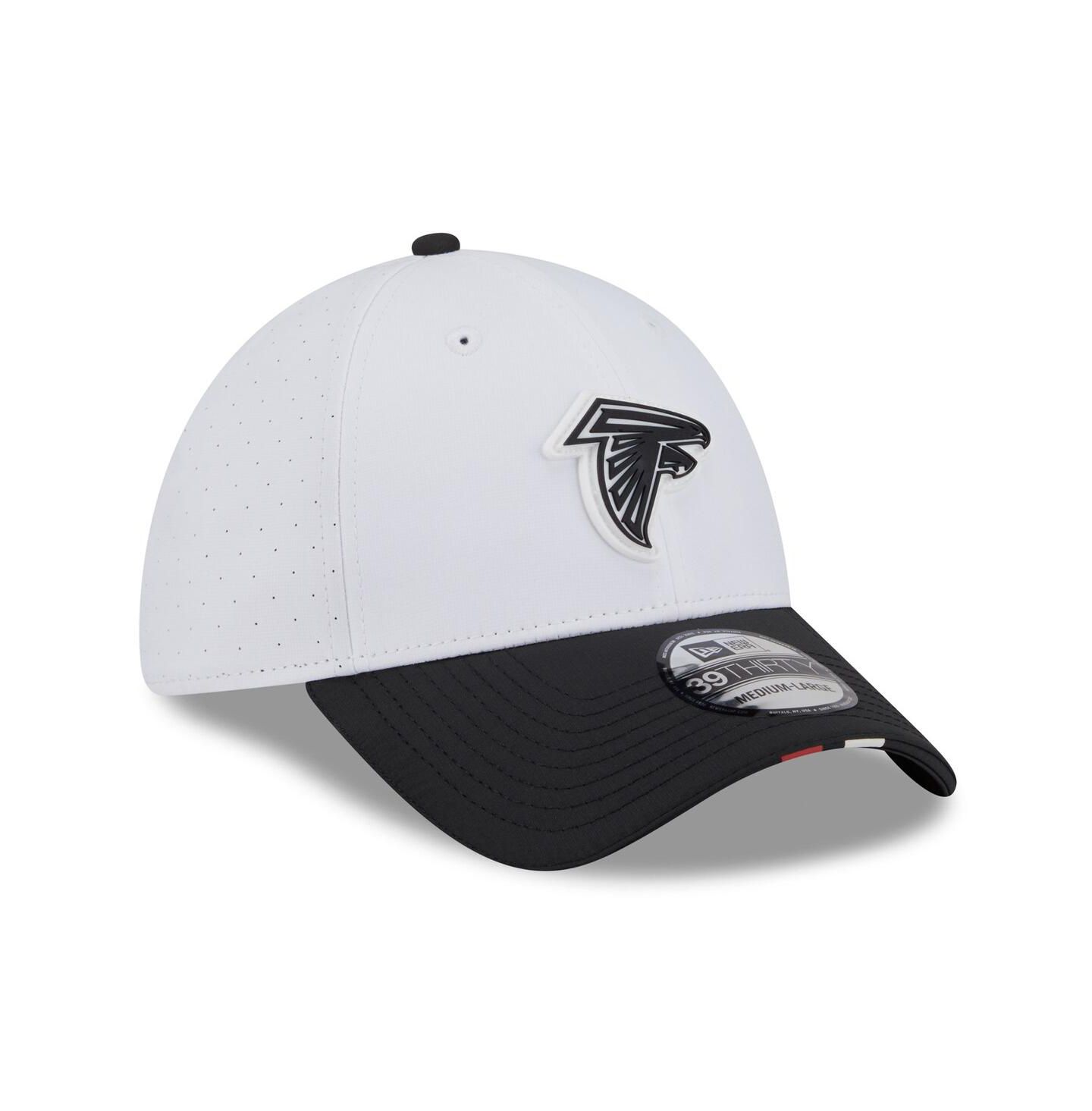 Мужская кепка New Era White/Black Atlanta Falcons 2025 NFL Training Camp 39THIRTY Flex Hat — фото 3