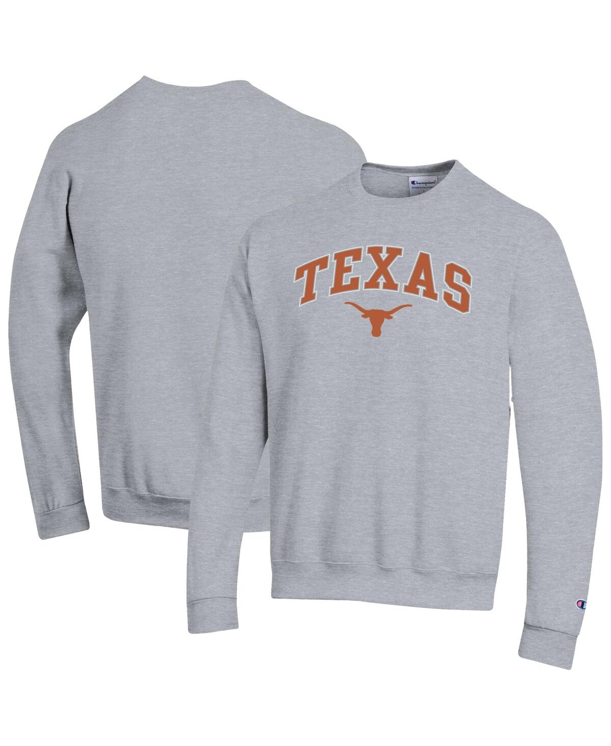 Champion Men's Texas Orange Texas Longhorns Arch Over Logo Pullover Sweatshirt - Heather Gray