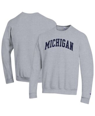 Champion - Men's Heather Gray Michigan Wolverines Basic Arch Fleece Pullover Sweatshirt