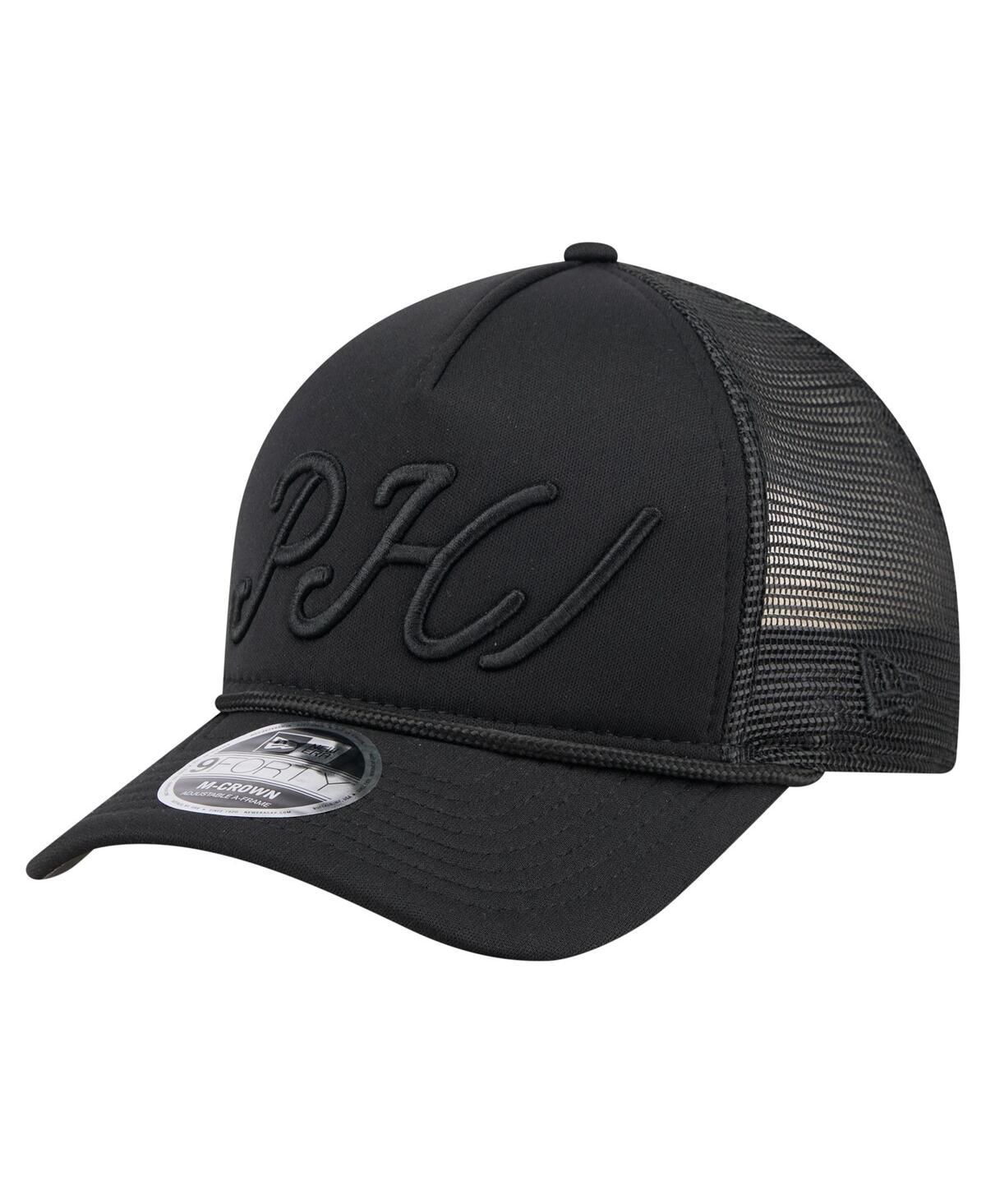 Мужская черная кепка дальнобойщика Philadelphia Phillies City Initial 9FORTY с регулируемой оправой M-образной формы