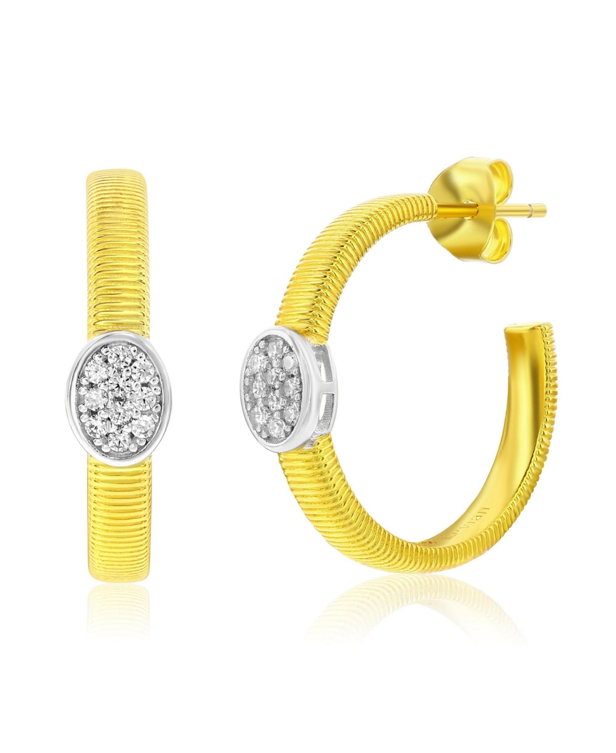 Suzy Levian Sterling Silver & Cubic Zirconia Pave Coil Huggie Hoop Earrings - Golden