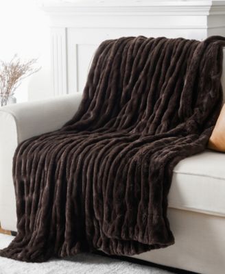 Luxurious Reversible Rabbit Faux Fur Throw, 50" x 60"
