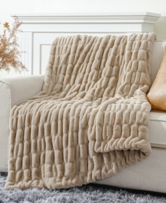 Luxurious Reversible Rabbit Faux Fur Throw, 50" x 60"