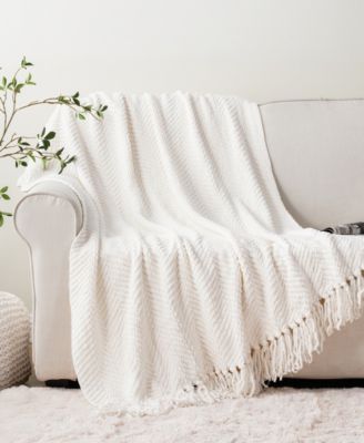 Herringbone Chenille Knit Throw, 50" x 60"