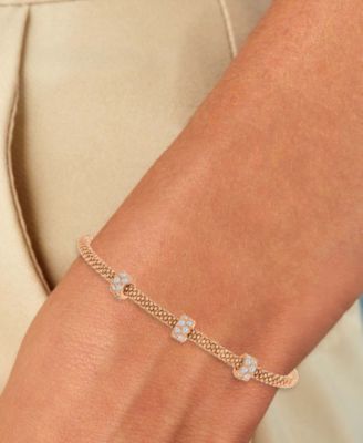 Rondelle Cubic Zirconia Mesh Bracelet in Sterling Silver, 14k Gold Over Sterling Silver or 14k Gold Over Sterling Silver