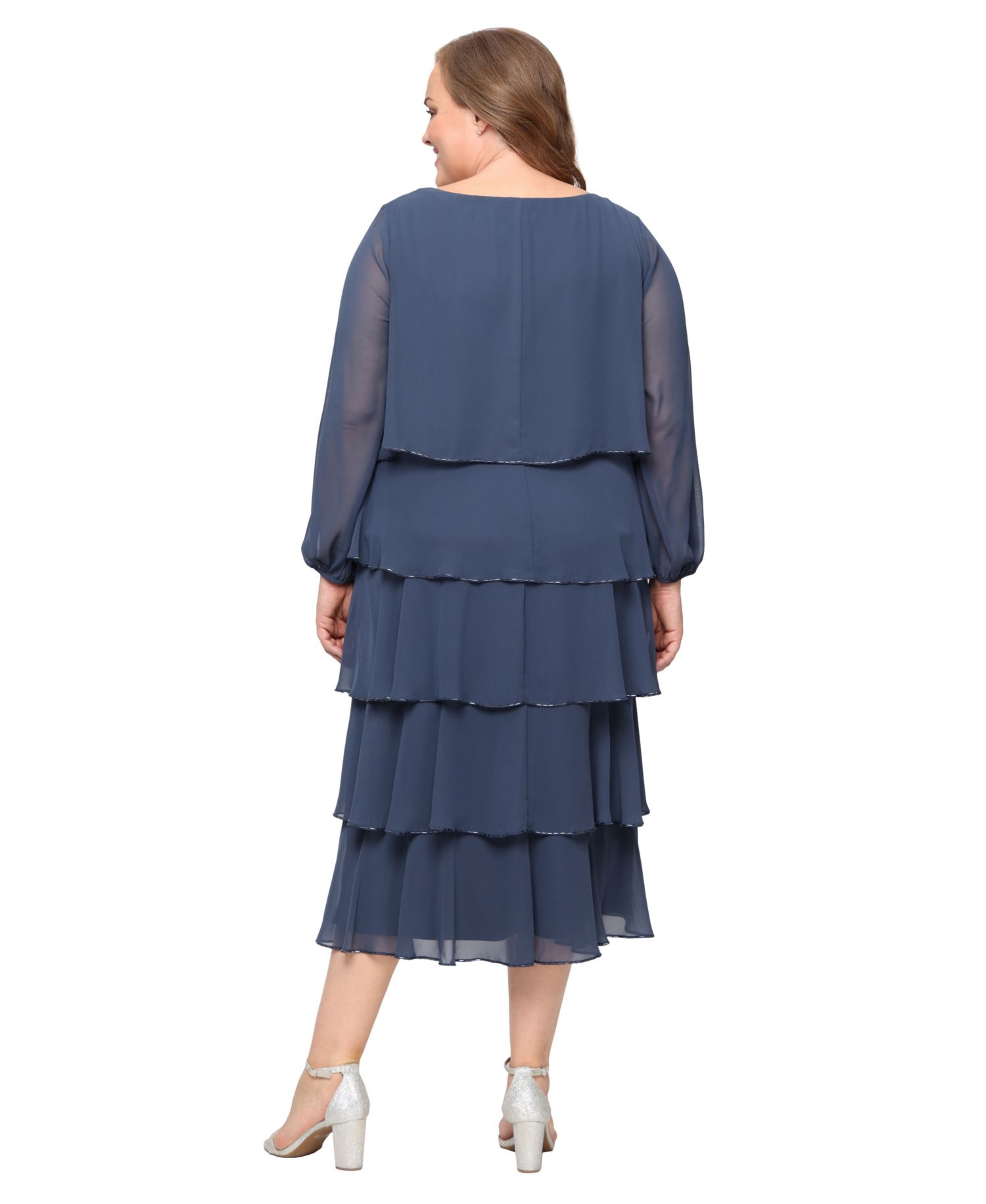 Plus Size Tiered Chiffon A-Line Dress