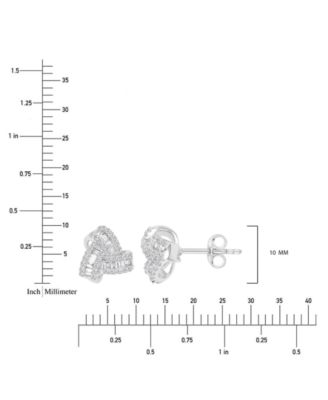 2-Pc. Set Cubic Zirconia Round & Baguette Love Knot Pendant Necklace & Coordinating Stud Earrings in Sterling Silver