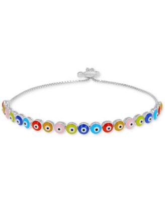 Sterling Silver Evil Eye Enamel Bolo Bracelet