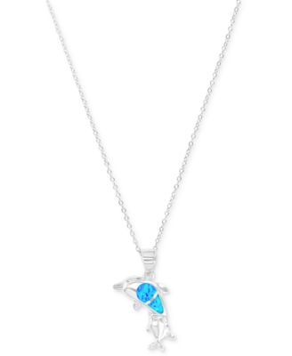 Opal (5X3MM) Dolphin Pendant Necklace