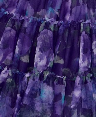 Juniors' Twisted Printed Mesh Fit & Flare Dress