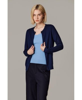 Women's 100% Merino Wool Light Weight Cardigan | Ultra Soft Fine-gauge Sweaters Machine Washable