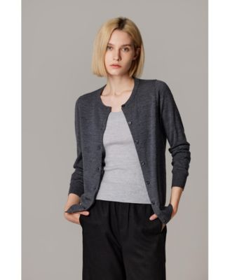Women's 100% Merino Wool Light Weight Cardigan | Ultra Soft Fine-gauge Sweaters Machine Washable