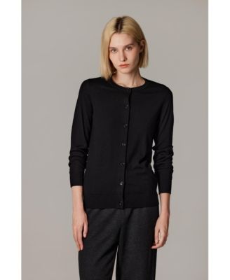 Women's 100% Merino Wool Light Weight Cardigan | Ultra Soft Fine-gauge Sweaters Machine Washable