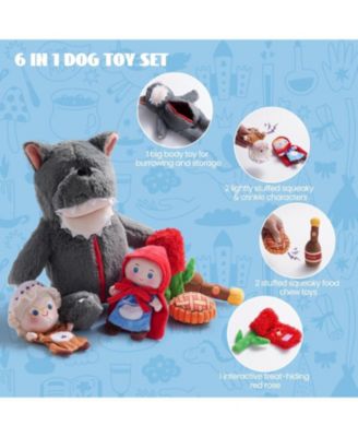 6 in 1 Little Red Riding Hood Plush Dog Toys, Fairy tale Puzzle Dog Toy