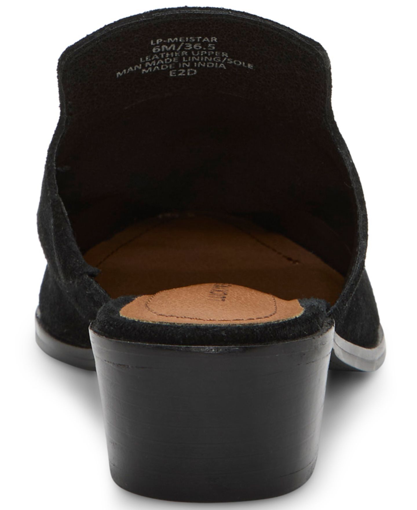 Женские сабо Lucky Brand Myrila Low Heeled Slip-On Mules, цвет: Чёрный замшевый — фото 3