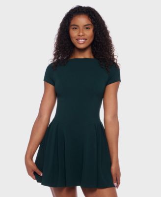 B Darlin - Women's Scuba Crepe Short-Sleeve A-Line Dress