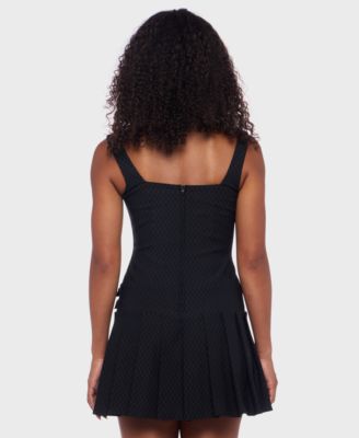 Juniors' Checkered Drop Waist Dress