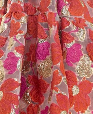 Juniors' Metallic Jacquard Fit & Flare Dress