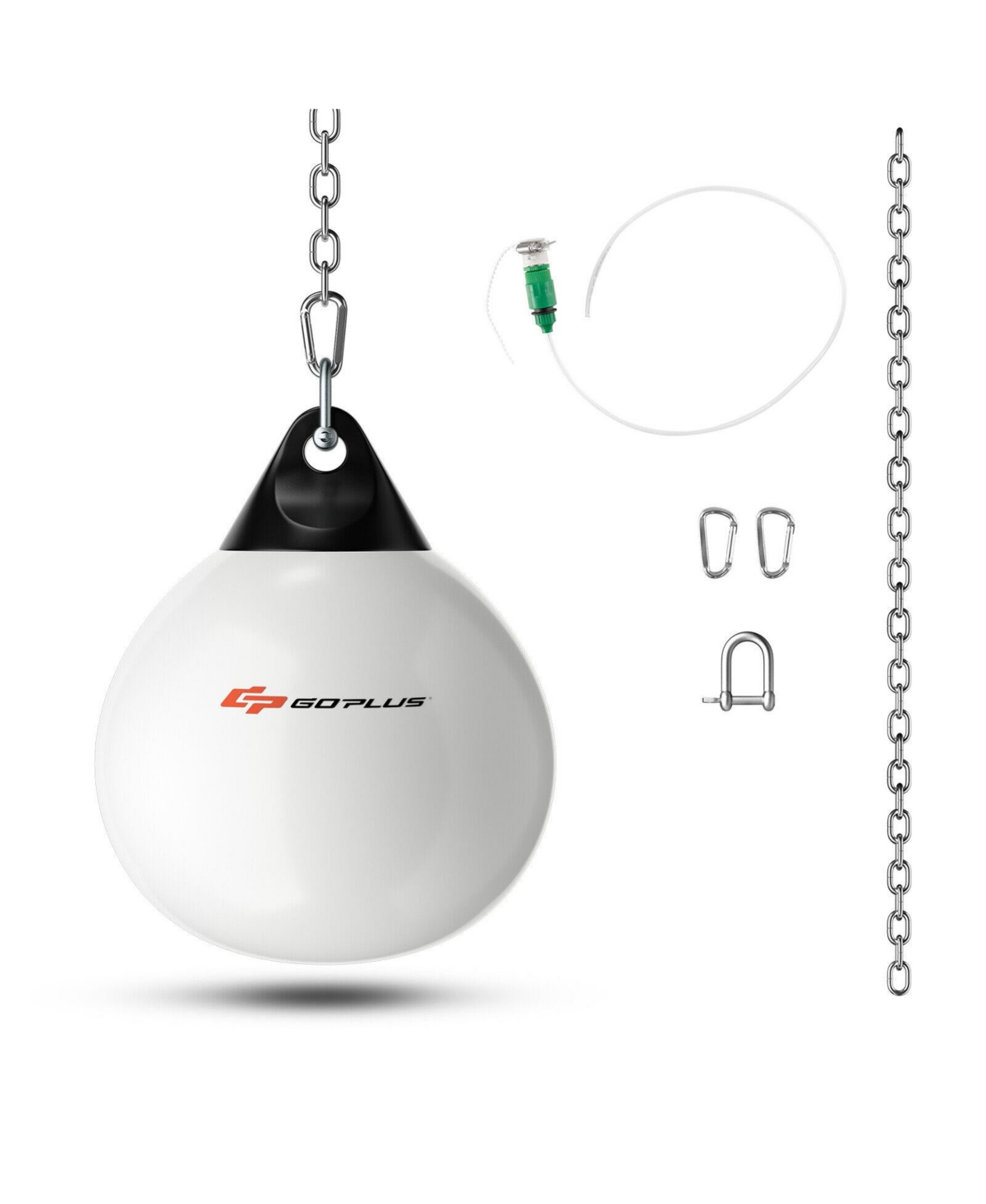 18 Inch 110 Pound Heavy Punching Water Aqua Bag with Adjustable Metal Chain - White