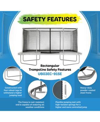 9' X 15' Gymnastics Style, Rectangular Trampoline Set with Premium Top-Ring Enclosure System - Beige/Black