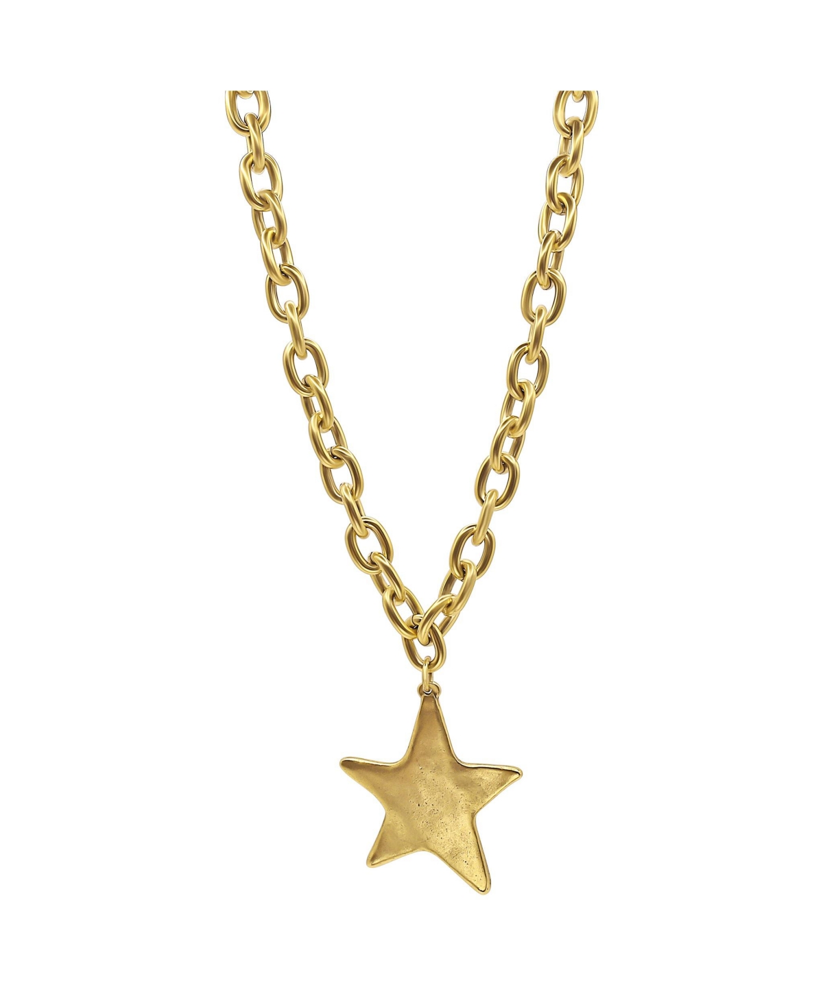 12k Gold Plated Chain with Textured Star Charm - Gold