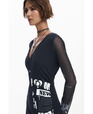 Women's Ruched newspaper dress