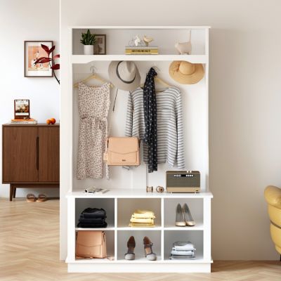 Multifunctional Entrance Coat Rack with Seats and Hooks, Hall Tree