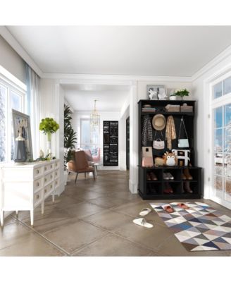 Multifunctional Entrance Coat Rack with Seats and Hooks, Hall Tree