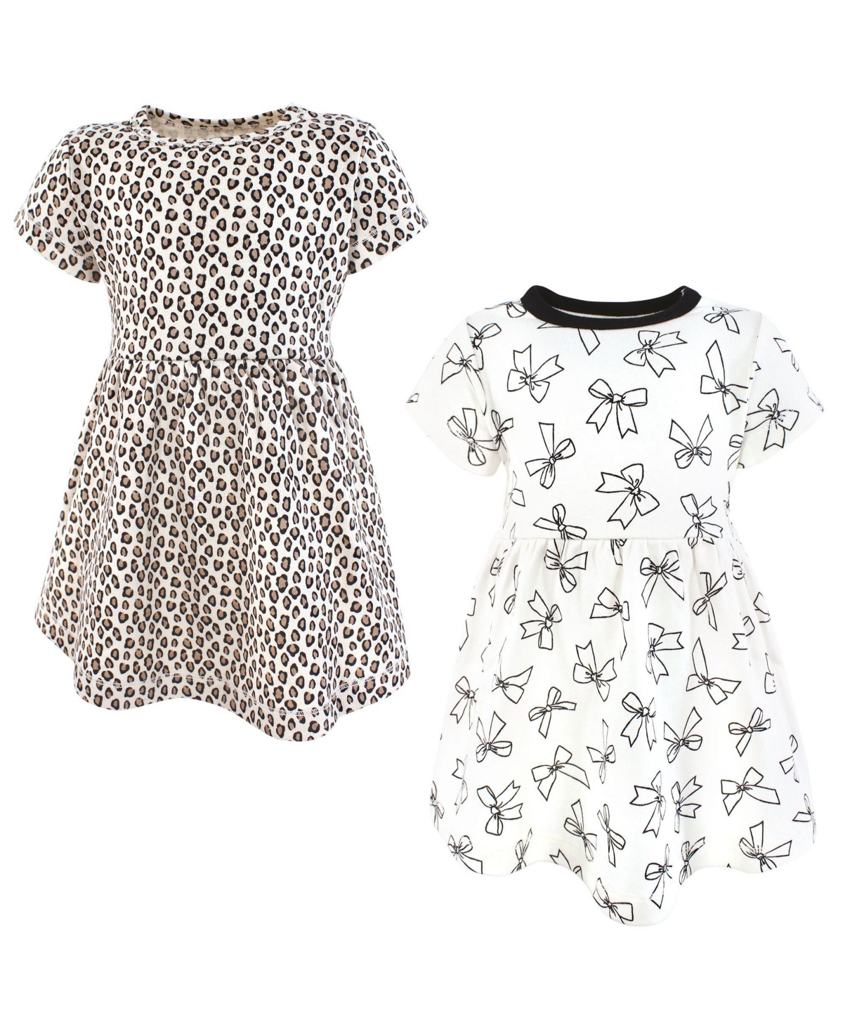 Hudson Baby Infant and Toddler Girls Cotton Dresses, Bows And Leopard - Bows and leopard